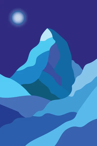 Icy invierno Matterhorn montaña en colores azules — Archivo Imágenes Vectoriales