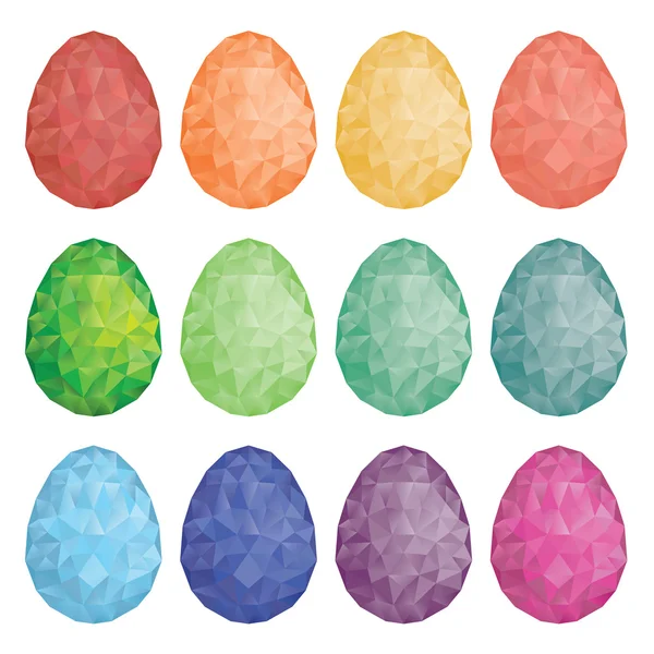 Low-Poly-Eier in verschiedenen Farben — Stockvektor