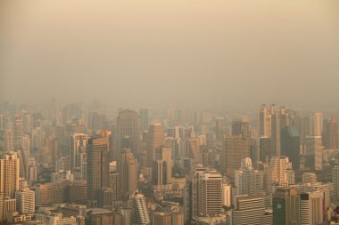 Puslu sabah, Bangkok, Tayland, Thailand, büyük şehrin havadan görünümü