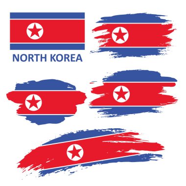 Kuzey Kore 'nin bayrakları. Kuzey Kore bayrağı grunge tarzında bir fırçayla boyanmıştır..