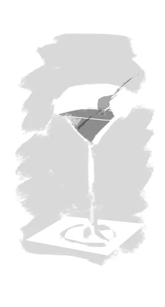 Ilustração de cocktail em tons de cinza — Fotografia de Stock