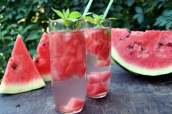 Detox water with watermelon and mint — Stock Photo, Image
