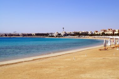 Kızıldeniz Sahili Sahl Hasheesh Hurghada Mısır boş kumsalda