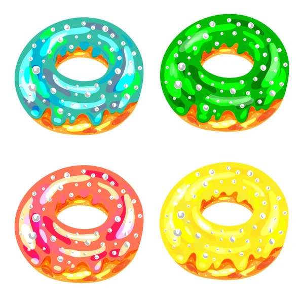 Set of multicolored donuts on white background — Stock Vector