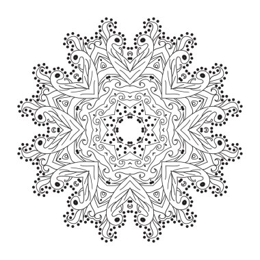 İzole beyaz arka planda siyah süs mandala