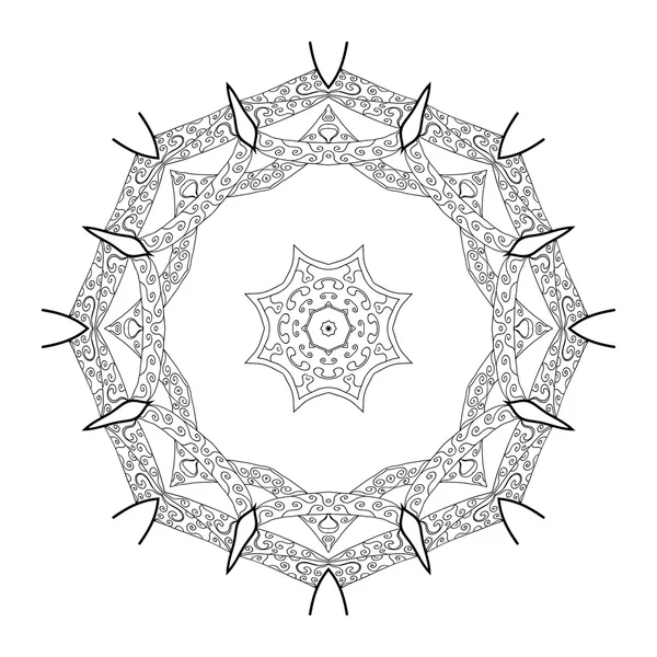 Black ornamental mandala on isolated white background — Stock Vector