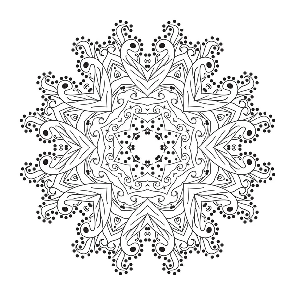 Mandala ornemental noir sur fond blanc isolé — Image vectorielle