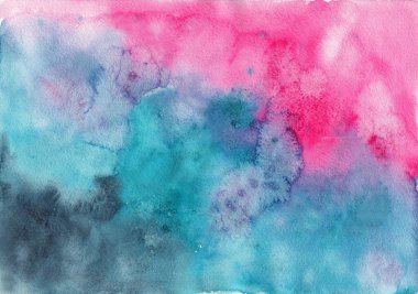 Sulu boya pembe ve Zümrüt yeşil arka plan. Scrapbooking için şablon