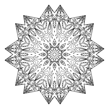 Beyaz arka planda siyah süs mandala