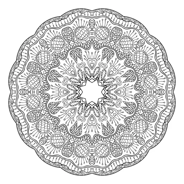 Mandala ornemental noir sur fond blanc — Image vectorielle