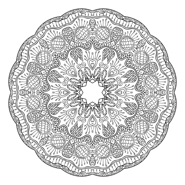 Black ornamental mandala on white background — Stock Vector