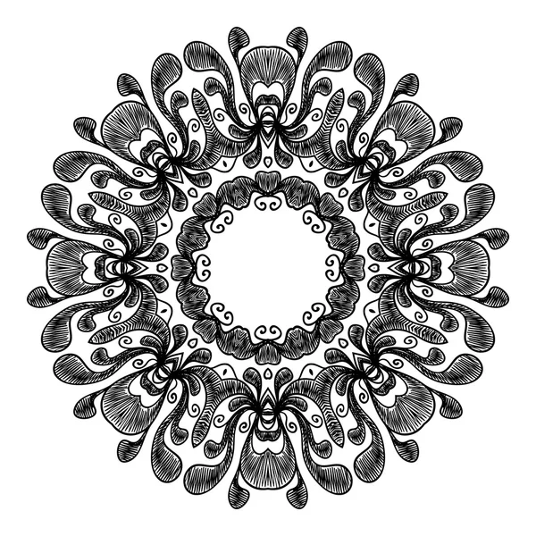 Μαύρο διακοσμητικό στρογγυλή Μάνταλα σε άσπρο φόντο — Διανυσματικό Αρχείο