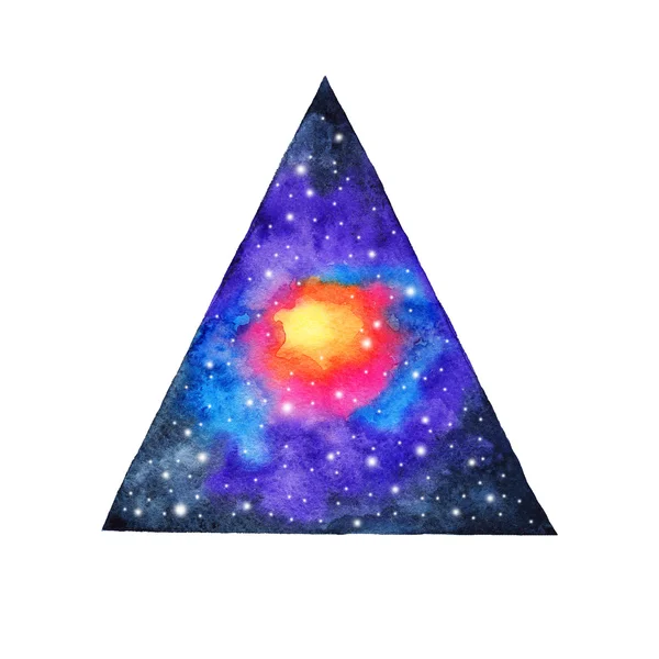 Kosmisches Dreieck. Aquarell-Illustration auf weißem, isoliertem Hintergrund — Stockfoto