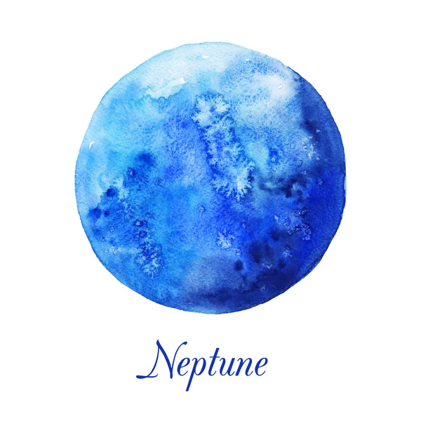 Planeten Neptun. Aquarell-Illustration isoliert auf weißem Hintergrund — Stockfoto
