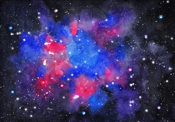 水彩のスペース。宇宙の抽象的な背景。水彩の手描きイラスト — ストック写真