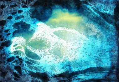 Soyut mavi el yapımı suluboya doku. Ebru arka plan tasarımı için