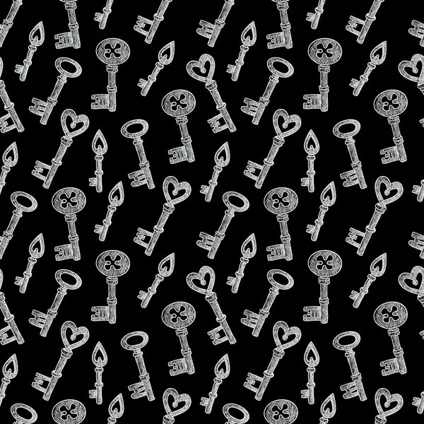 Czarno-biały wzór z rocznika klucze. Monochromatyczne tła — Zdjęcie stockowe