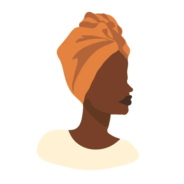 Mujer Africana Con Tocado Naranja Retrato Abstracto Vectorial — Vector de stock