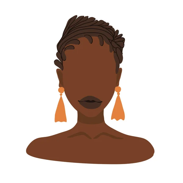 一个戴橙色耳环的非洲女人矢量抽象肖像 — 图库矢量图片