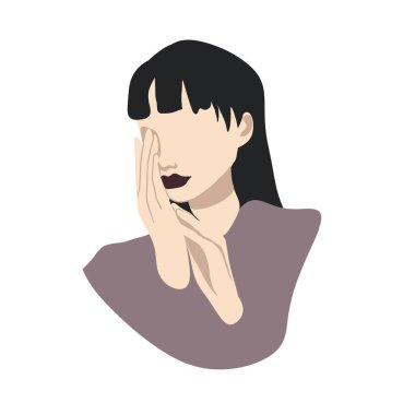 Güzel Asyalı kadın. El çizimi modern soyut vektör portresi