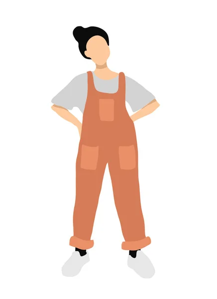 Abstracte Figuur Van Een Vrouw Een Oranje Jumpsuit Mode Moderne — Stockvector