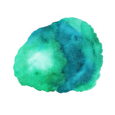 Zümrüt yeşil soyut sulu boya leke beyaz izole arka planda