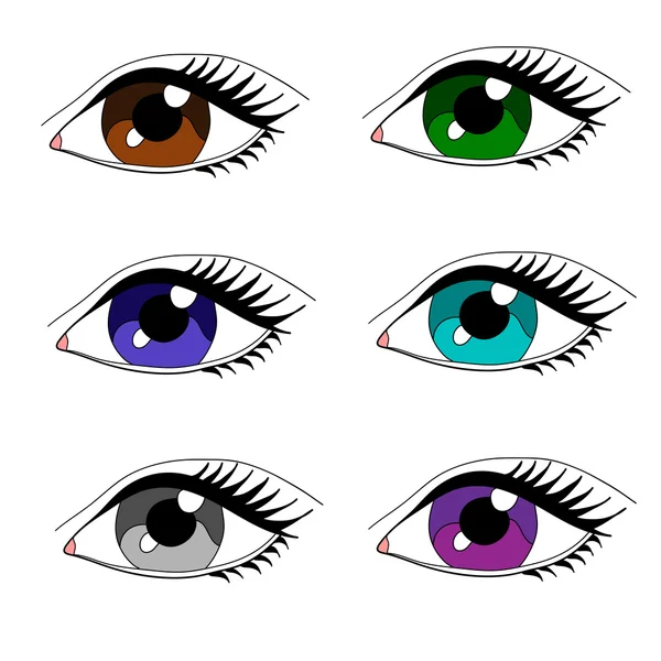 Occhi di diversi colori su sfondo bianco — Vettoriale Stock