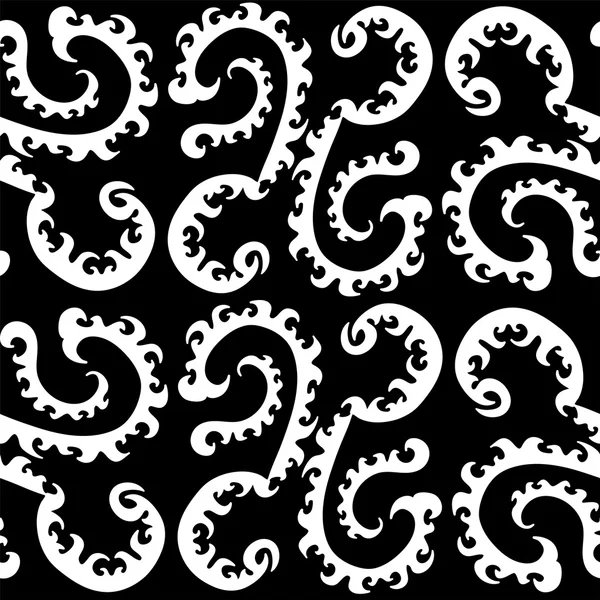 Patrón sin costuras con adorno blanco sobre fondo negro — Archivo Imágenes Vectoriales