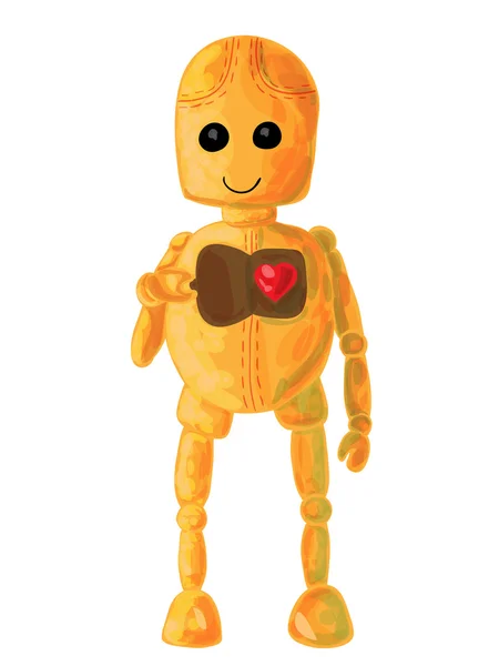Χαριτωμένο και αστεία ρομπότ ανοίγει την καρδιά του — Διανυσματικό Αρχείο
