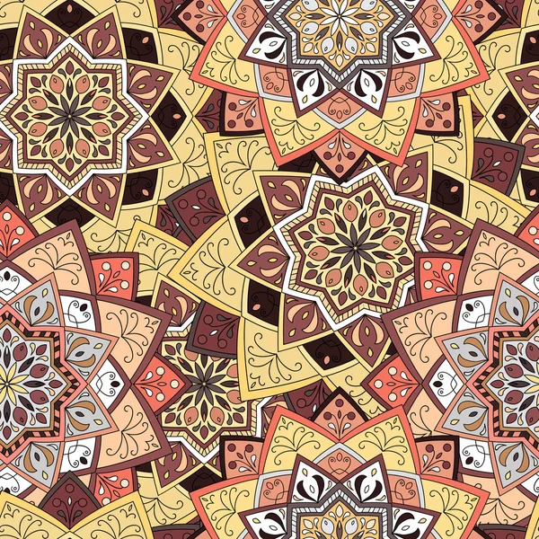 Nahtlose runde Muster für den Druck auf Stoff oder Papier. Handgezeichneter Hintergrund. farbige indische Ornamente. Vektorillustration. Elemente für Ihr Design. — Stockvektor