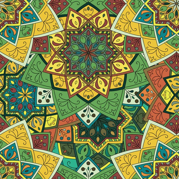 Nahtlose runde Muster für den Druck auf Stoff oder Papier. Handgezeichneter Hintergrund. farbige indische Ornamente. Vektorillustration. Elemente für Ihr Design. — Stockvektor