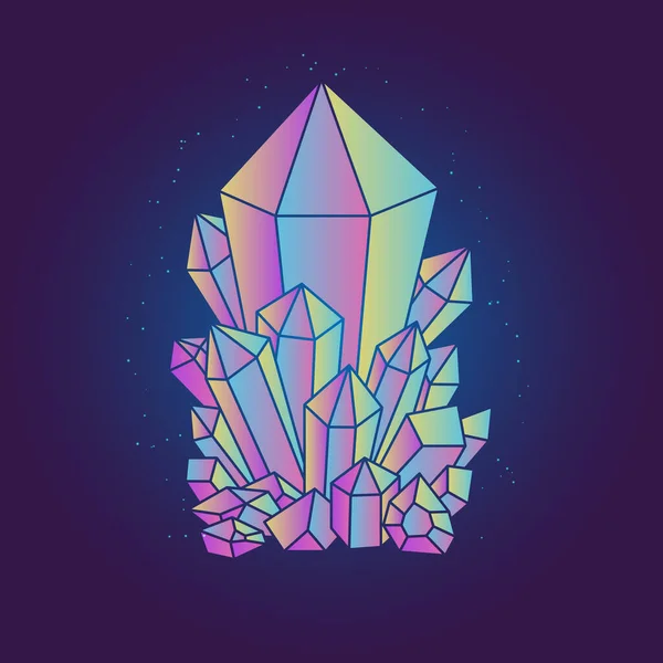 Cristal Magique Lumineux Isolé Sur Fond Sombre Illustration Vectorielle — Image vectorielle