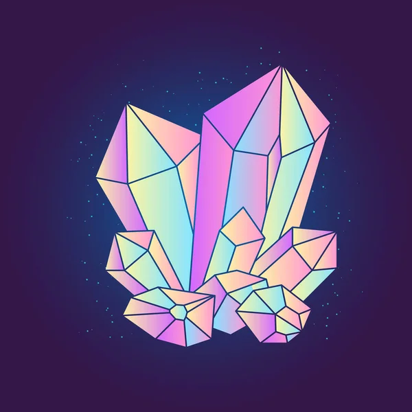 Cristal Mágico Brilhante Isolado Fundo Escuro Ilustração Vetorial — Vetor de Stock