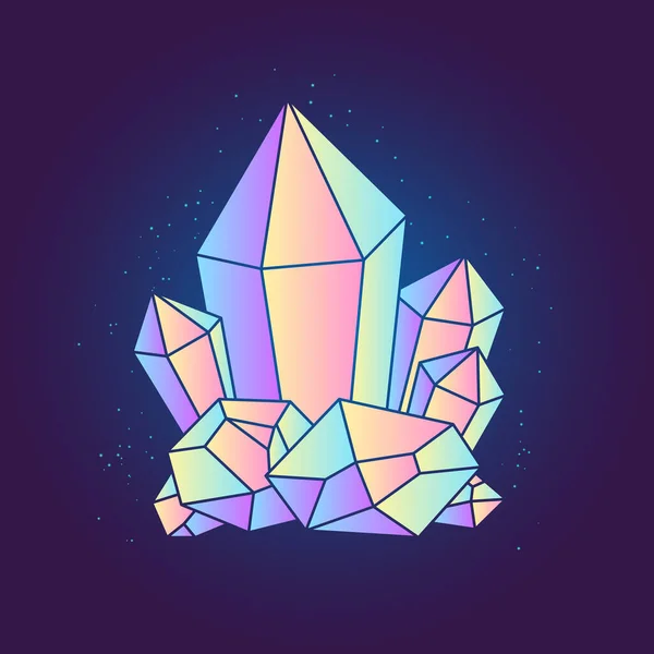 Cristal Mágico Brillante Aislado Sobre Fondo Oscuro Ilustración Vectorial — Vector de stock