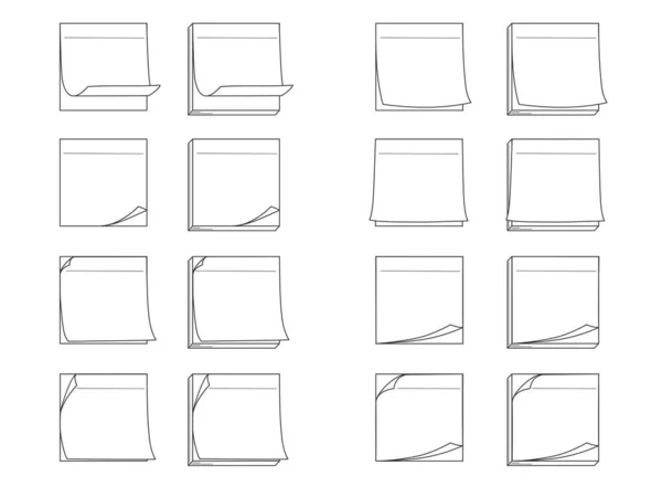 Sammlung Von Aufklebern Für Notizen Isoliert Auf Weißem Hintergrund Vektorillustration — Stockvektor