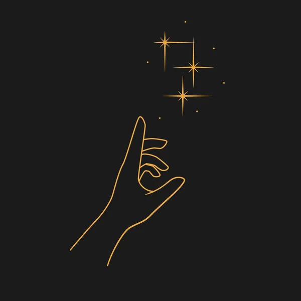 手の中の星 魔法の概念 暗い背景のベクトルイラスト — ストックベクタ
