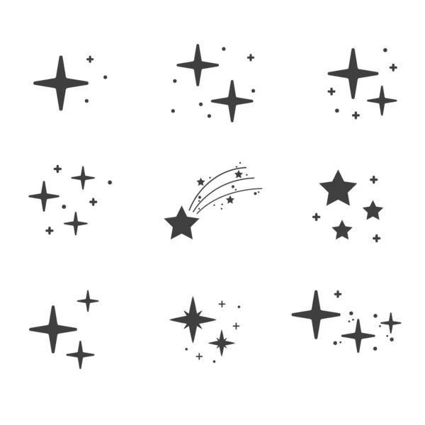 Collection Différentes Étoiles Étincelles Isolées Sur Fond Blanc Illustration Vectorielle — Image vectorielle