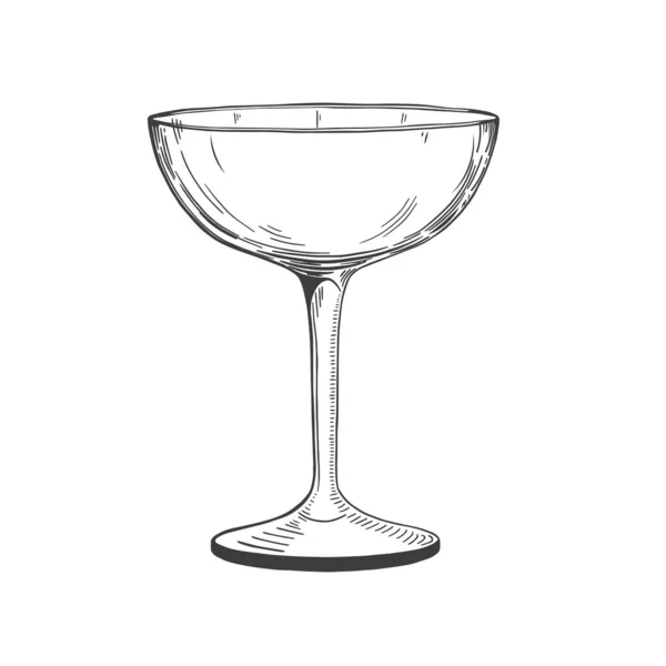 Handritat Cocktailglas Vektor Illustration Isolerad Vit Bakgrund — Stock vektor