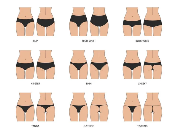Types Women's Panties Front View Set Underwear Slip High Waist