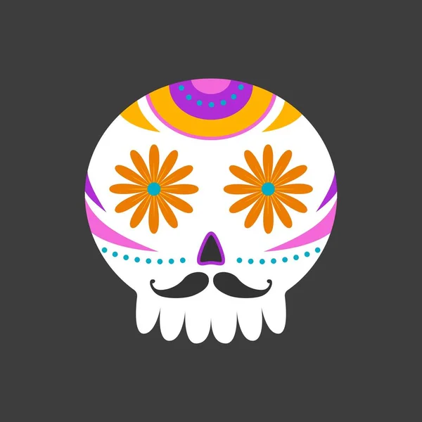 Cráneo Tradicional Mexicano Azúcar Día Del Cráneo Muerto Ilustración Vectorial — Archivo Imágenes Vectoriales