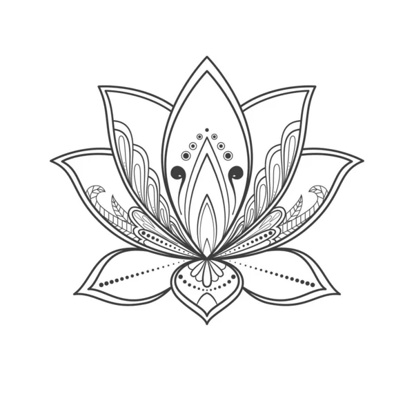 Fleur Lotus Sacré Ornement Décoratif Pour Livre Colorier Illustration Vectorielle — Image vectorielle