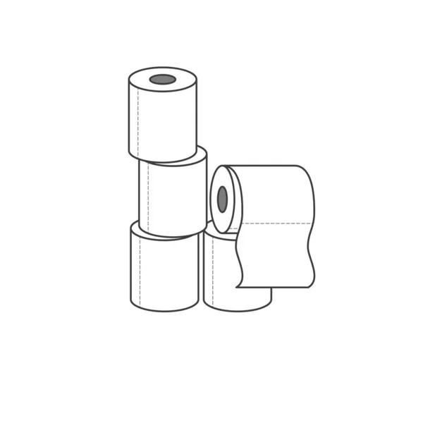 Grupp Toalettpapper Rullar Isolerade Vit Bakgrund Vektorillustration — Stock vektor