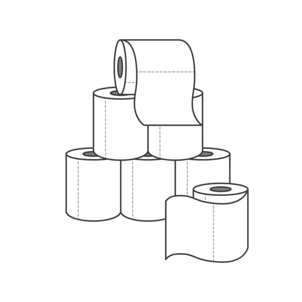 Groupe Rouleaux Papier Hygiénique Isolés Sur Fond Blanc Illustration Vectorielle — Image vectorielle