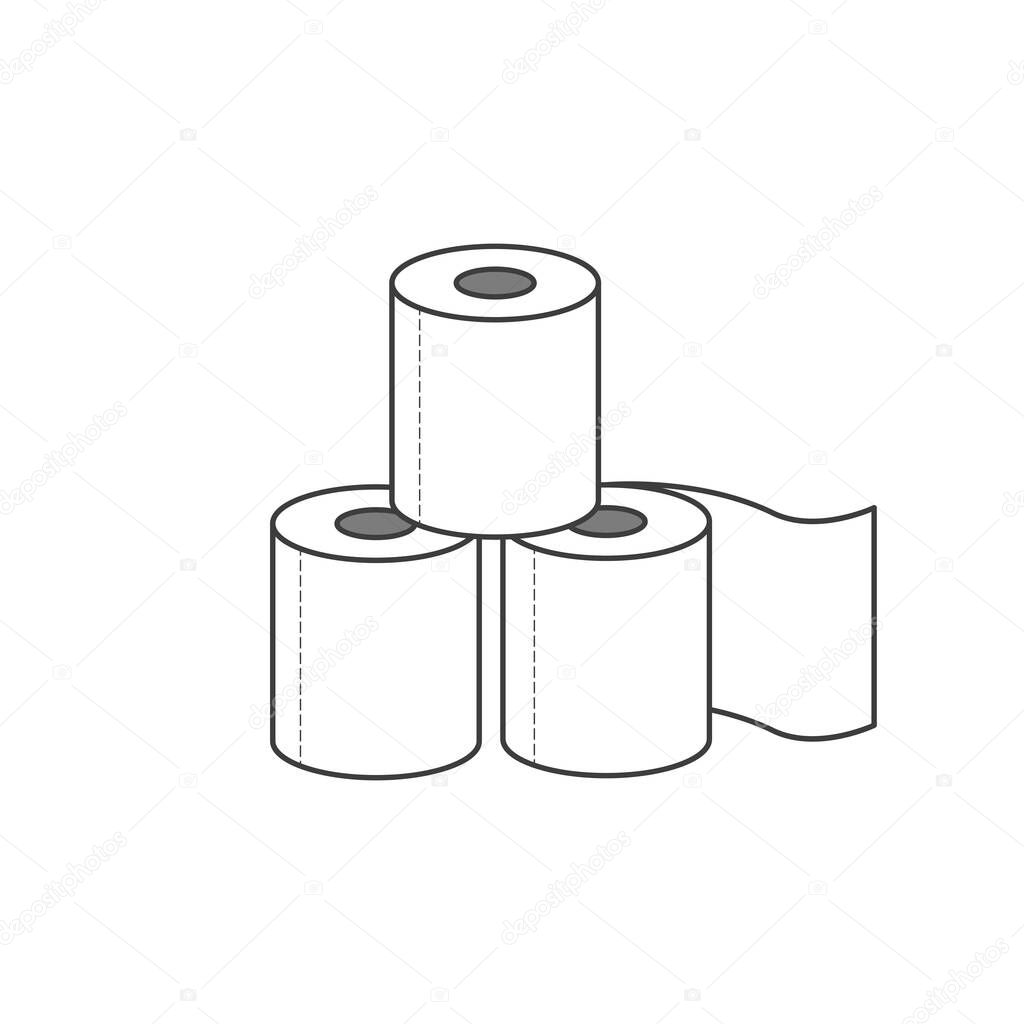 Group of toilet paper rolls isolated on white background. Vector illustration