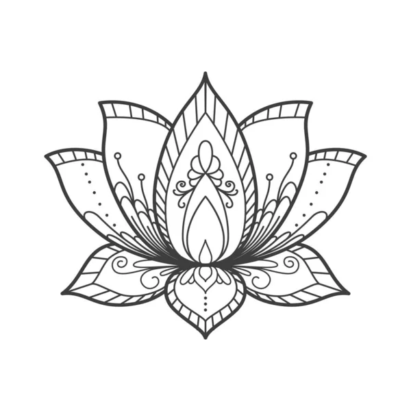 Fleur Lotus Sacré Ornement Décoratif Pour Livre Colorier Illustration Vectorielle — Image vectorielle
