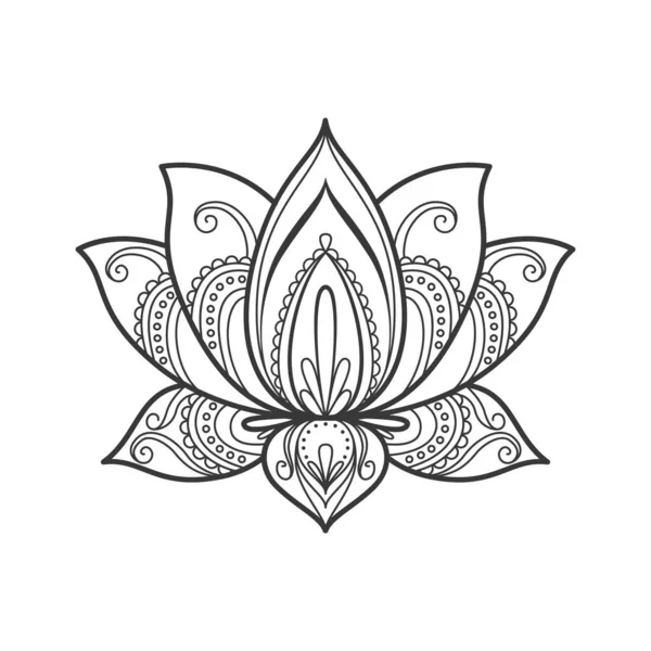 Fleur Lotus Sacré Ornement Décoratif Pour Livre Colorier Illustration Vectorielle — Image vectorielle