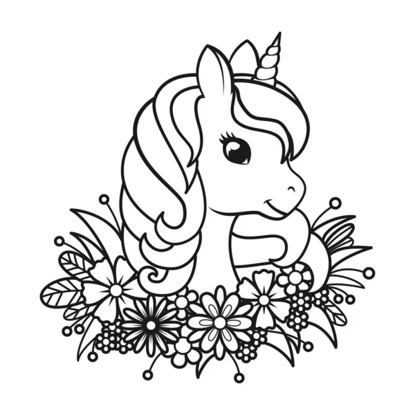 Cartoon Unicorn Outlined for Coloring Book Isolated on a White Background  Stock Vector - Illustration of isolated, head: 154069239