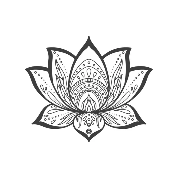 Fleur Lotus Sacré Ornement Décoratif Pour Livre Colorier Illustration Vectorielle — Image vectorielle