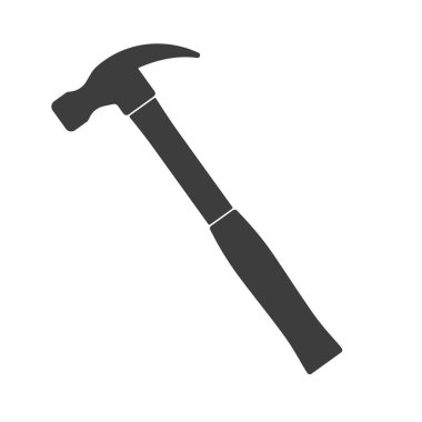 Çekiç simgesi siyah. Vektör illüstrasyonu beyaz arkaplanda izole edildi