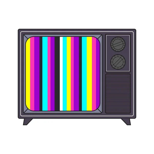 复古电视 屏幕上有彩色条纹 老式电子产品 在白色背景上孤立的向量图 — 图库矢量图片
